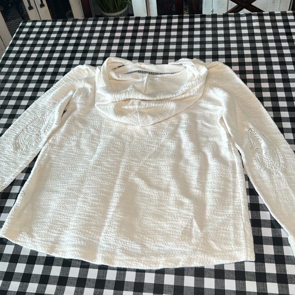 ROXY White Woven Pullover Beach Hoodie Top Soft Woman’s Size M - Picture 6 of 8